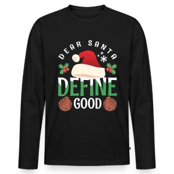 Cher Père Noël Définir un bon dicton de Noël - T-shirt manches longues Premium bio Homme - noir - Devant - Nico (187cm)