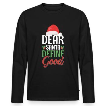 Cher Père Noël Définir un bon dicton de Noël - T-shirt manches longues Premium bio Homme - noir - Devant - Nico (187cm)