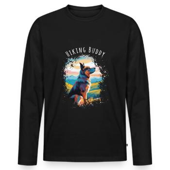 Hiking Buddy - Dein treuer Hund am Gipfel - Männer Premium Bio Langarmshirt - Schwarz - Vorne - Nico (187cm)