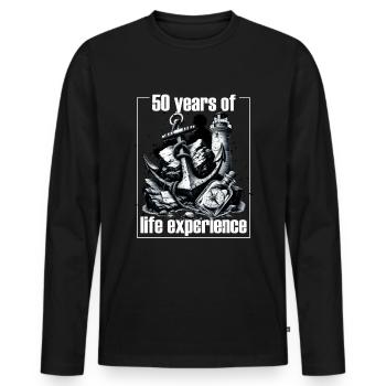Anchor Lighthouse Compass 50th Birthday - Men's Premium Organic Long Sleeve Shirt - black - Front - Nico (187cm)
