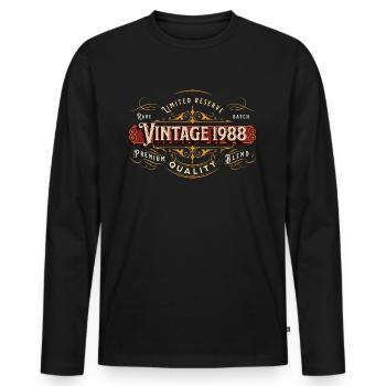 Millésime 1988 Idée cadeau design haut de gamme - T-shirt manches longues Premium bio Homme - noir - Devant - Nico (187cm)
