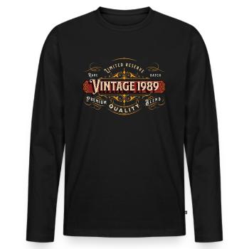 Millésime 1989 Premium Design Idée Cadeau - T-shirt manches longues Premium bio Homme - noir - Devant - Nico (187cm)