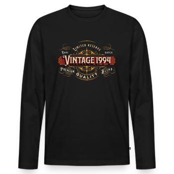 Vintage 1994 Premium Design Geschenkidee - Männer Premium Bio Langarmshirt - Schwarz - Vorne - Nico (187cm)
