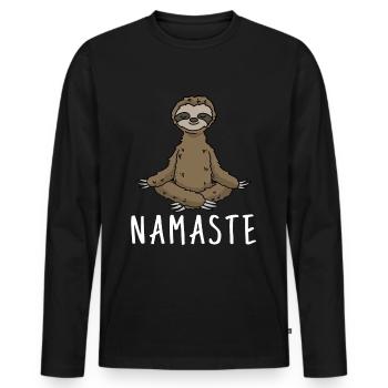 Yoga Sloth Meditation Yogi Namaste Gift - Men's Premium Organic Long Sleeve Shirt - black - Front - Nico (187cm)