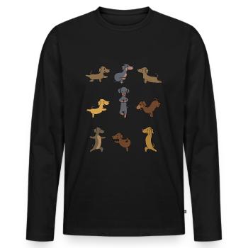 Yogi Namaste cadeau de méditation de yoga teckel - T-shirt manches longues Premium bio Homme - noir - Devant - Nico (187cm)