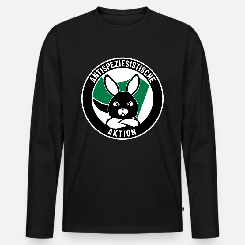Antispeziesistische Aktion – Bunny - Männer Premium Bio Langarmshirt - Schwarz