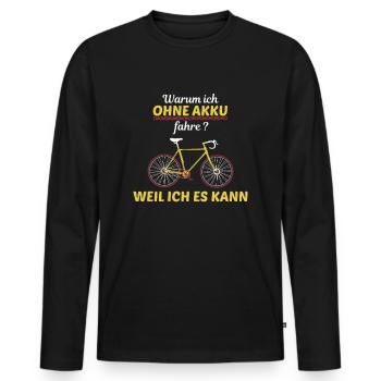 Contre Ebikes, faire du vélo sans batterie - T-shirt manches longues Premium bio Homme - noir - Devant - Nico (187cm)