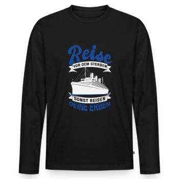 Travel Cruise Saying - Men's Premium Organic Long Sleeve Shirt - black - Front - Nico (187cm)