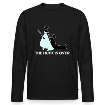 La chasse est finie - Cadeau de mariage amusant - T-shirt manches longues Premium bio Homme - noir - Devant - Nico (187cm)