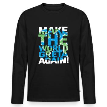 Make the World Greta again! - Men's Premium Organic Long Sleeve Shirt - black - Front - Nico (187cm)