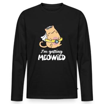 Cat with wedding ring - funny wedding gift - Men's Premium Organic Long Sleeve Shirt - black - Front - Nico (187cm)