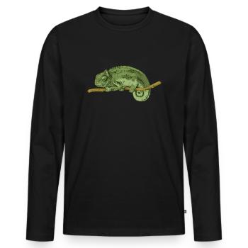 chameleon - Men's Premium Organic Long Sleeve Shirt - black - Front - Nico (187cm)