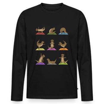Yoga Otter - Premium økologisk langærmet T-shirt til mænd - sort - Foran - Nico (187cm)