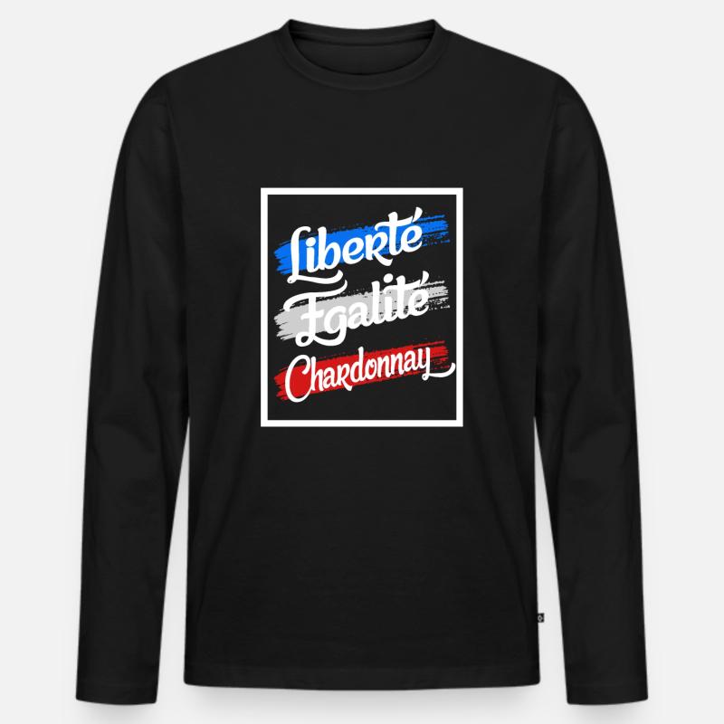 Liberte Egalite Chardonnay - Männer Premium Bio Langarmshirt - Schwarz