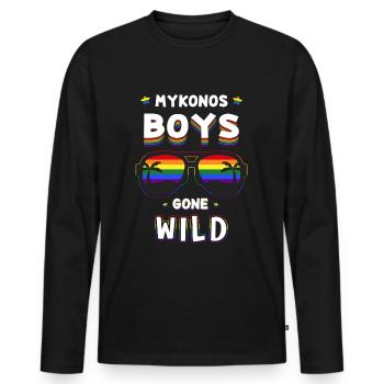Mykonos Boys Gay Party Shirt - T-shirt manches longues Premium bio Homme - noir - Devant - Nico (187cm)