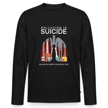 Anti énergie nucléaire Gaz à effet de serre Pollution - T-shirt manches longues Premium bio Homme - noir - Devant - Nico (187cm)