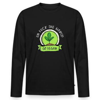 devenir végétalien - T-shirt manches longues Premium bio Homme - noir - Devant - Nico (187cm)