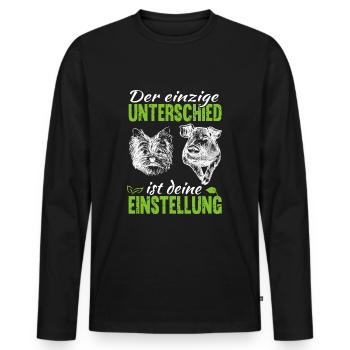 Kein Unterschied Vegan Vegetarisch Anti Fleisch - Männer Premium Bio Langarmshirt - Schwarz - Vorne - Nico (187cm)