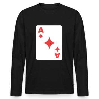 big check ace playing card - Men's Premium Organic Long Sleeve Shirt - black - Front - Nico (187cm)