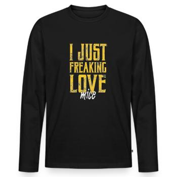 Maeuse - Männer Premium Bio Langarmshirt - Schwarz - Vorne - Nico (187cm)