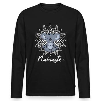 Yogi Namaste cadeau méditation yoga - T-shirt manches longues Premium bio Homme - noir - Devant - Nico (187cm)