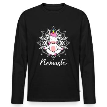 Cadeau Yogi Namaste de méditation yoga - T-shirt manches longues Premium bio Homme - noir - Devant - Nico (187cm)