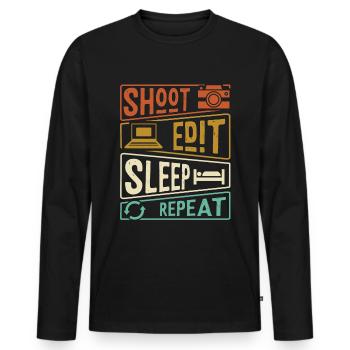 Retouche photo photographe - T-shirt manches longues Premium bio Homme - noir - Devant - Nico (187cm)
