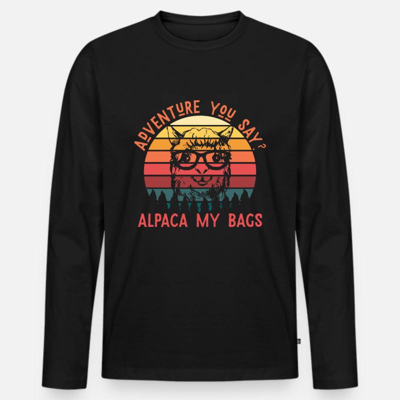 Alpaca Abenteuer - Männer Premium Bio Langarmshirt - Schwarz