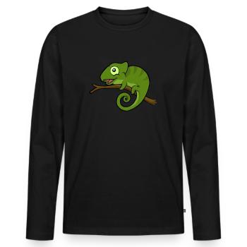 caméléon - T-shirt manches longues Premium bio Homme - noir - Devant - Nico (187cm)