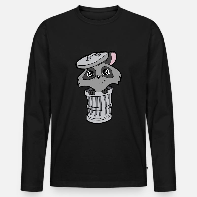 Waschbär - Männer Premium Bio Langarmshirt - Schwarz