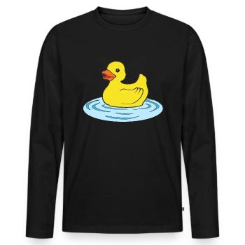 Badeente - Männer Premium Bio Langarmshirt - Schwarz - Vorne - Nico (187cm)