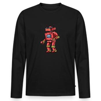 Robots - T-shirt manches longues Premium bio Homme - noir - Devant - Nico (187cm)