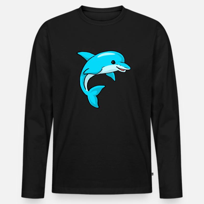 Delfin - Männer Premium Bio Langarmshirt - Schwarz