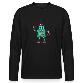 Roboter - Männer Premium Bio Langarmshirt - Schwarz - Vorne - Nico (187cm)