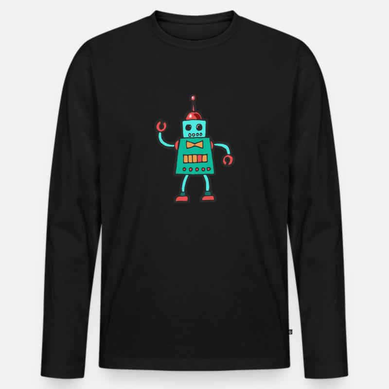 Roboter - Männer Premium Bio Langarmshirt - Schwarz