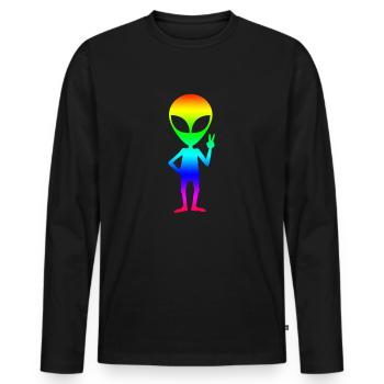 Alien - Männer Premium Bio Langarmshirt - Schwarz - Vorne - Nico (187cm)