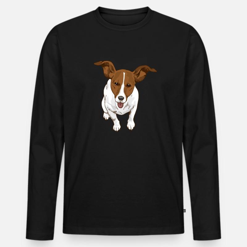 Jack Russel - Männer Premium Bio Langarmshirt - Schwarz