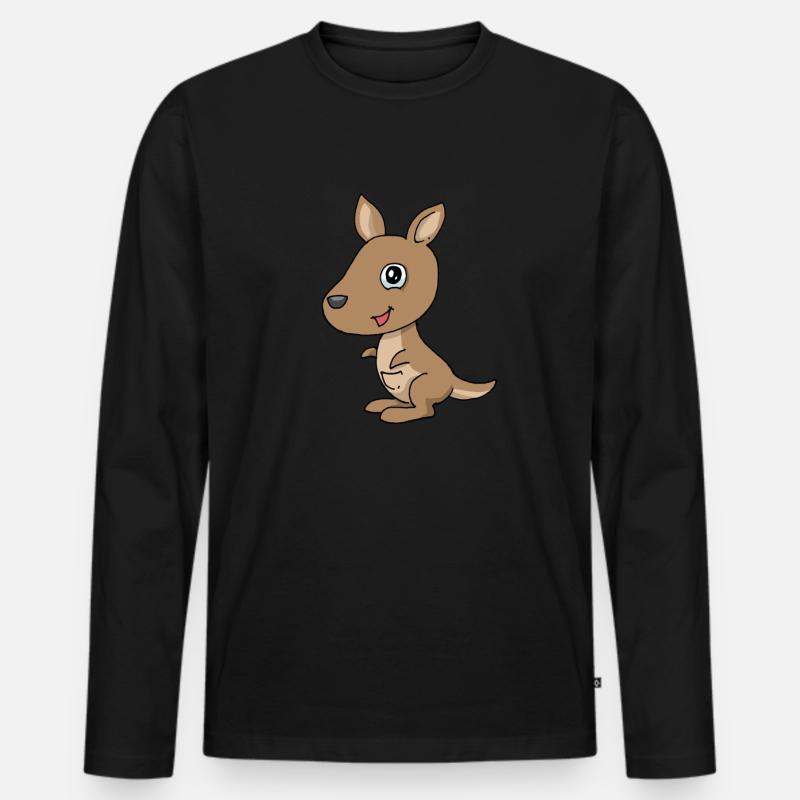 Känguru - Männer Premium Bio Langarmshirt - Schwarz
