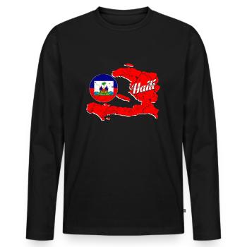 Haiti - Men's Premium Organic Long Sleeve Shirt - black - Front - Nico (187cm)
