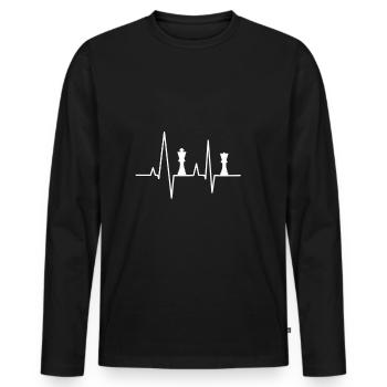 Heartbeat Chess Board Games Heartbeat Design - Men's Premium Organic Long Sleeve Shirt - black - Front - Nico (187cm)