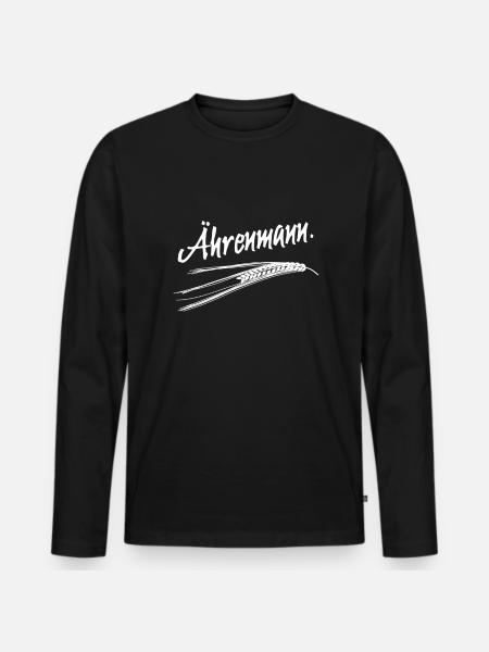 Ährenmann - Männer Premium Bio Langarmshirt - Schwarz
