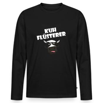 Kuhflüsterer - Männer Premium Bio Langarmshirt - Schwarz - Vorne - Nico (187cm)