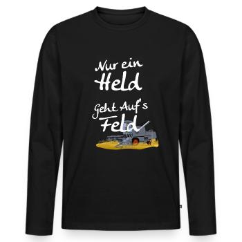 Held Feld Landwirt - Männer Premium Bio Langarmshirt - Schwarz - Vorne - Nico (187cm)
