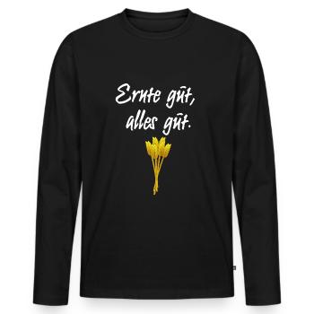 Ernte Bauer - Männer Premium Bio Langarmshirt - Schwarz - Vorne - Nico (187cm)