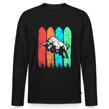 Stier - Männer Premium Bio Langarmshirt - Schwarz - Vorne - Nico (187cm)