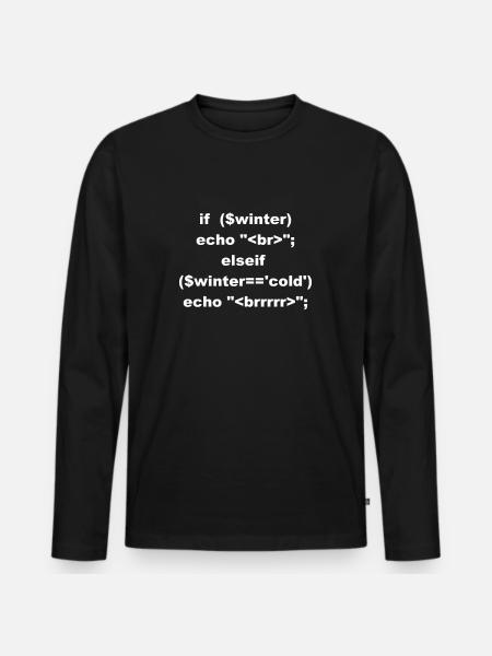 Programmers freezes in winter - Men's Premium Organic Long Sleeve Shirt - black