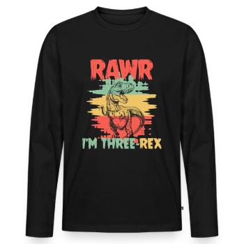 Rawr Tyrannosaurus Rex dinosaure T-rex - T-shirt manches longues Premium bio Homme - noir - Devant - Nico (187cm)