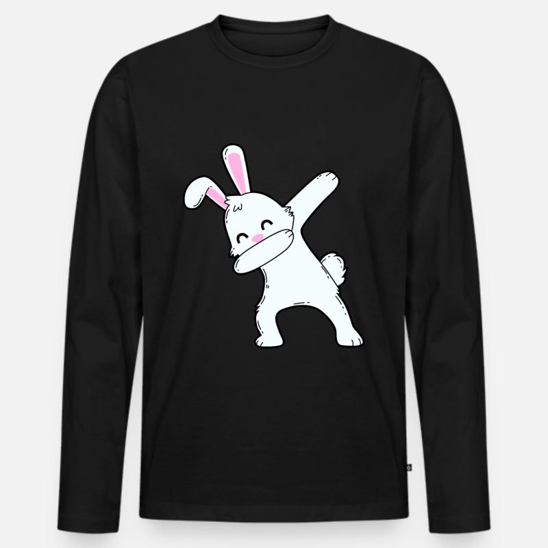 Dabbing Hase - Männer Premium Bio Langarmshirt - Schwarz