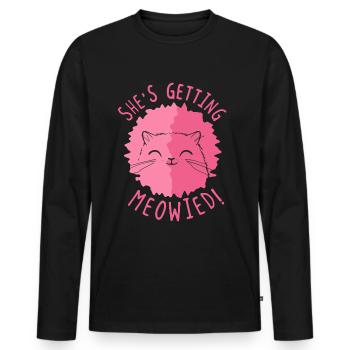 Elle devient miaulée! - chaton - T-shirt manches longues Premium bio Homme - noir - Devant - Nico (187cm)