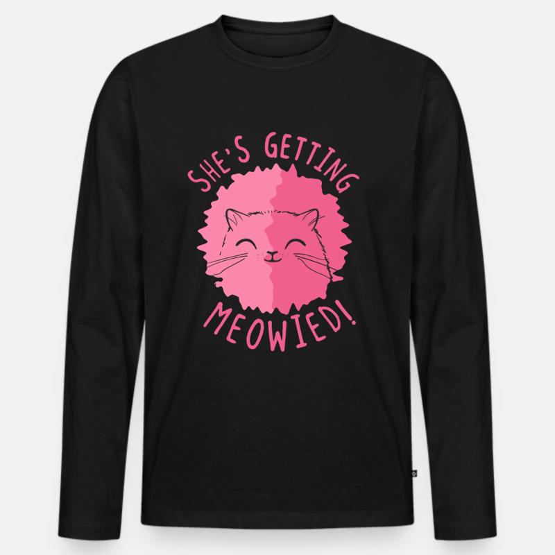 She's getting meowied! - Kätzchen - Männer Premium Bio Langarmshirt - Schwarz